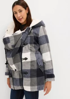 bonprix Bekleidung·Blazer|Umstandsmode^Woll-Umstandsjacke mit Teddyfutter / Tragejacke dunkelblau/grau kariert