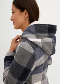 bonprix Bekleidung·Blazer|Umstandsmode^Woll-Umstandsjacke mit Teddyfutter / Tragejacke dunkelblau/grau kariert
