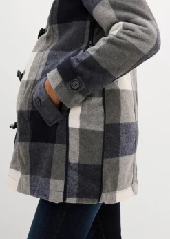 bonprix Bekleidung·Blazer|Umstandsmode^Woll-Umstandsjacke mit Teddyfutter / Tragejacke dunkelblau/grau kariert