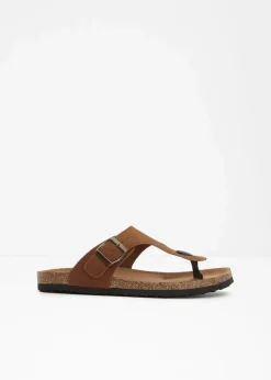 bonprix Sommerschuhe^Zehenstegpantoletten mit dekorativer Schnalle braun