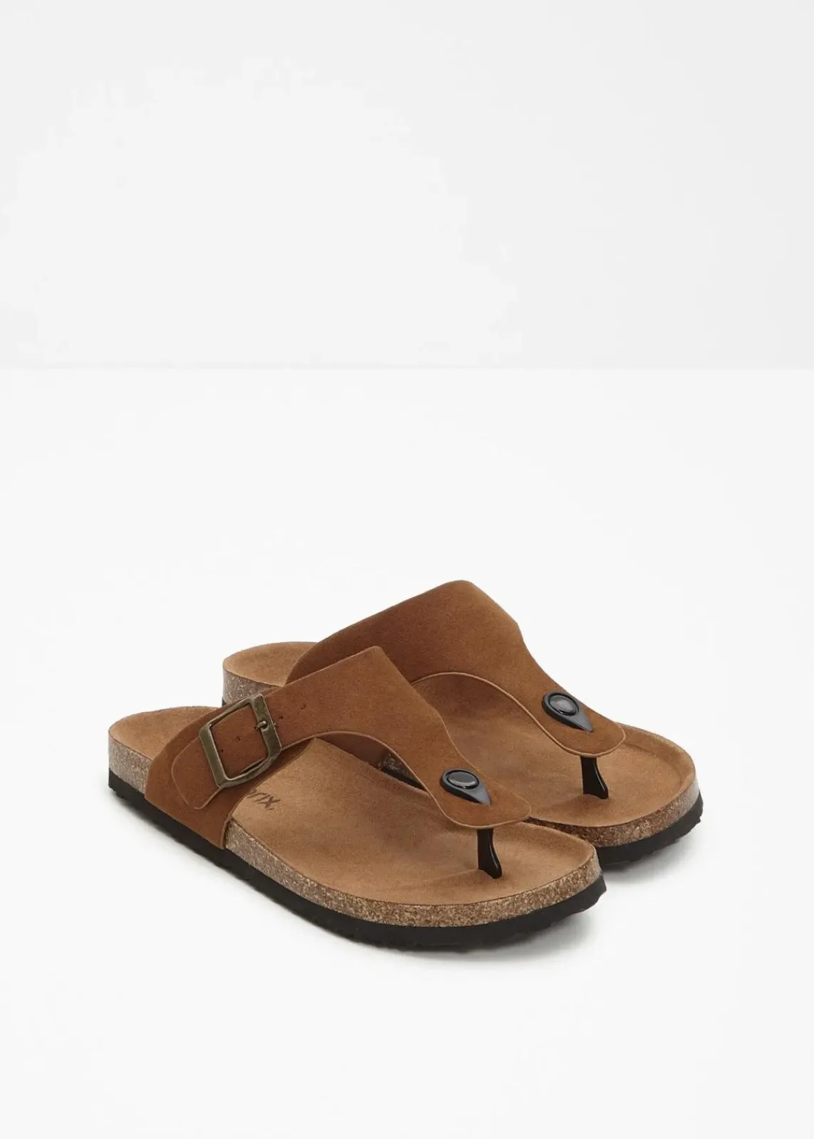 bonprix Sommerschuhe^Zehenstegpantoletten mit dekorativer Schnalle braun