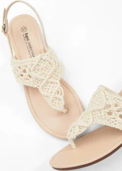bonprix Strandmode|Sommerschuhe^Zehenstegsandalen in Makramee-Optik natur