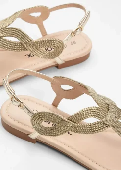 bonprix Strandmode|Sommerschuhe^Zehenstegsandalen in Metallic-Optik gold metallic