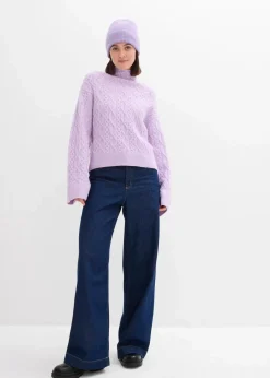 bonprix Bekleidung·Umstandsmode|Bekleidung·Jeans^Zopfstrick Pullover zartflieder meliert